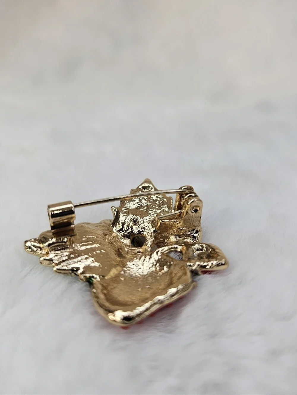 Red Strawberry Floral Enamel Brooch